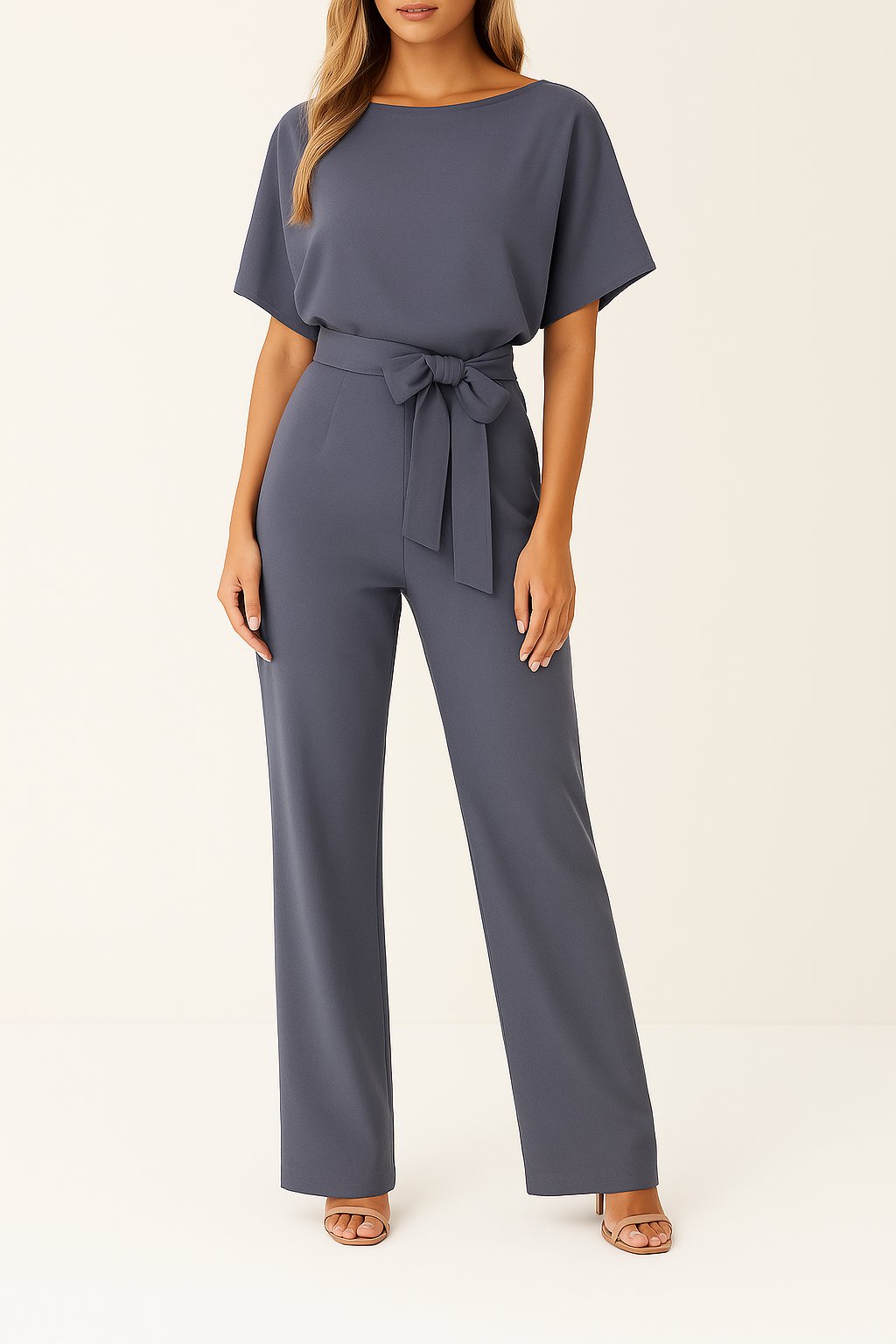 Women's Belted Wide Leg Jumpsuit