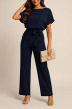 Women's Belted Wide Leg Jumpsuit
