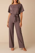 Women's Belted Wide Leg Jumpsuit