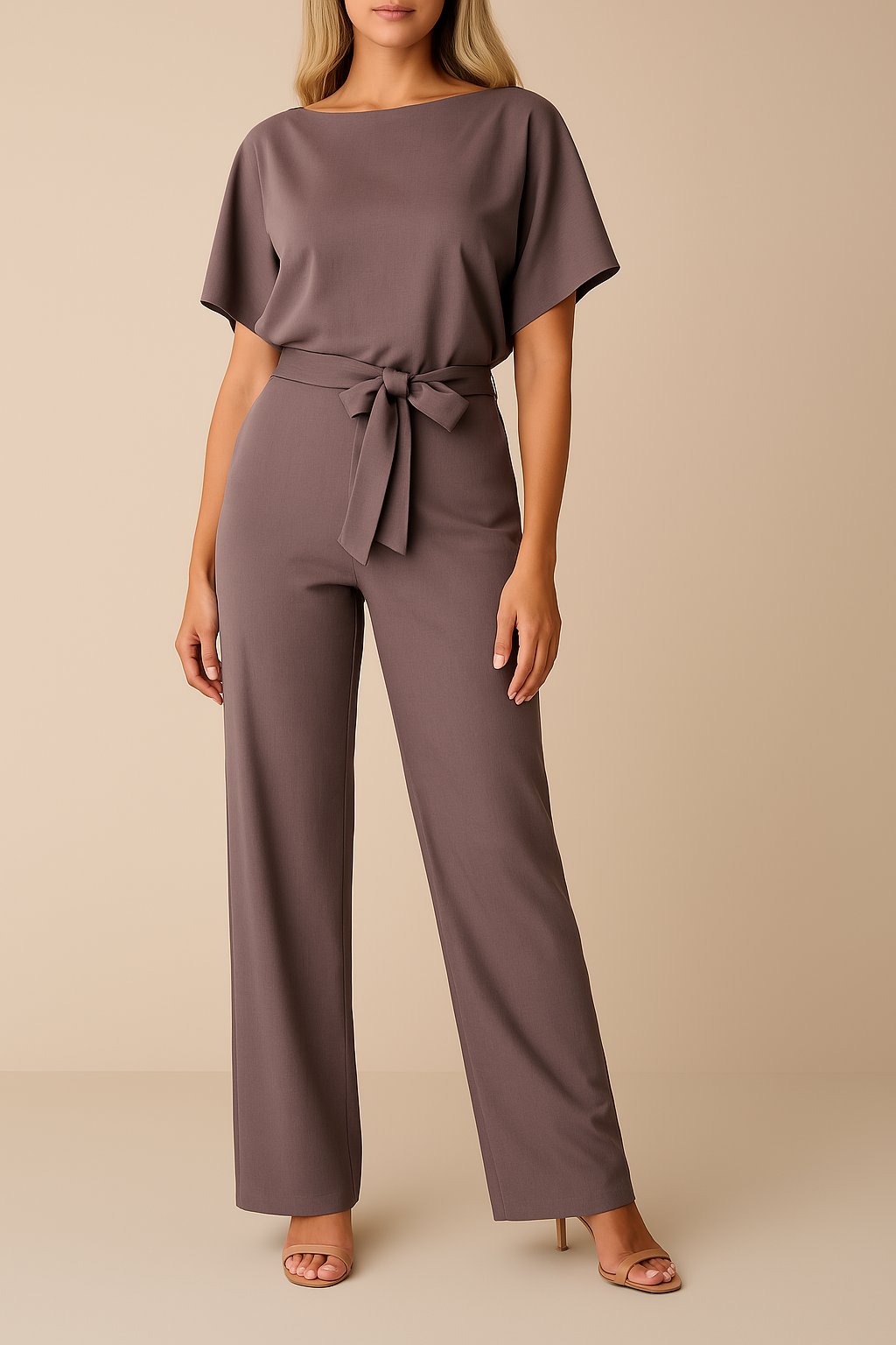 Women's Belted Wide Leg Jumpsuit