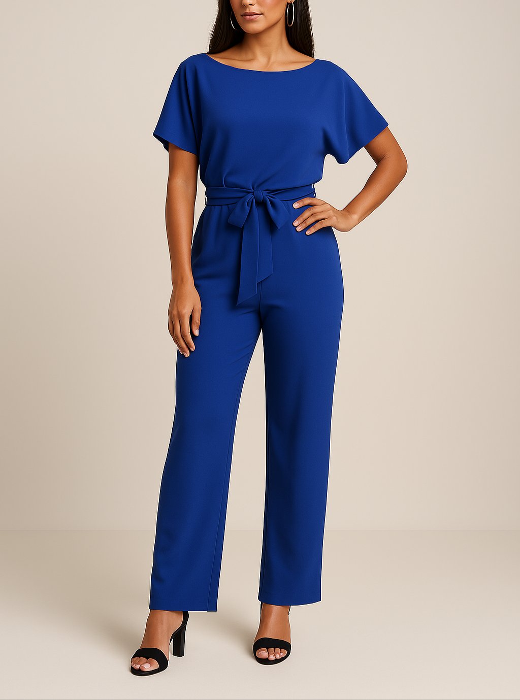Women's Belted Wide Leg Jumpsuit