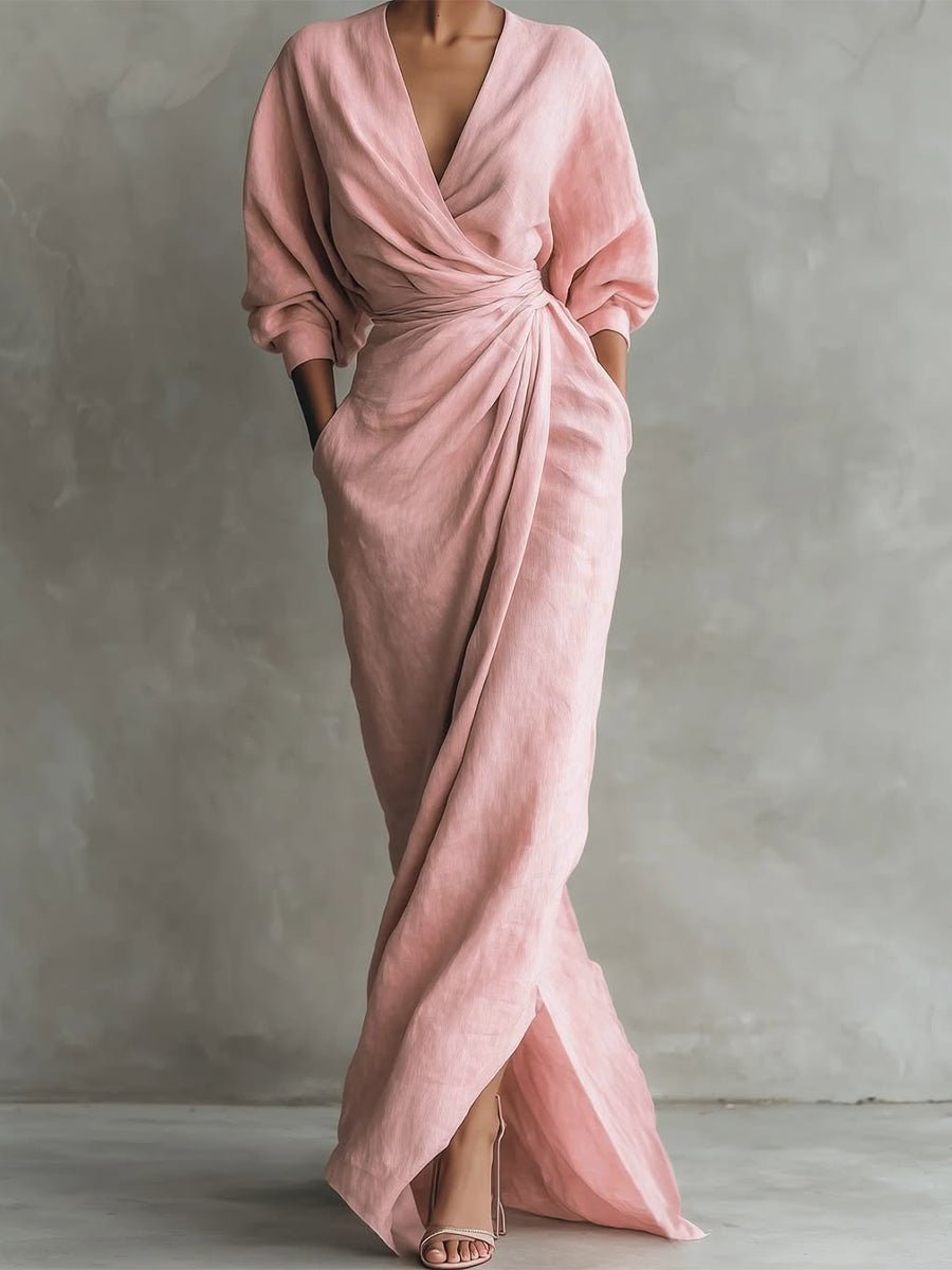 Women's Draped Wrap Maxi Dress