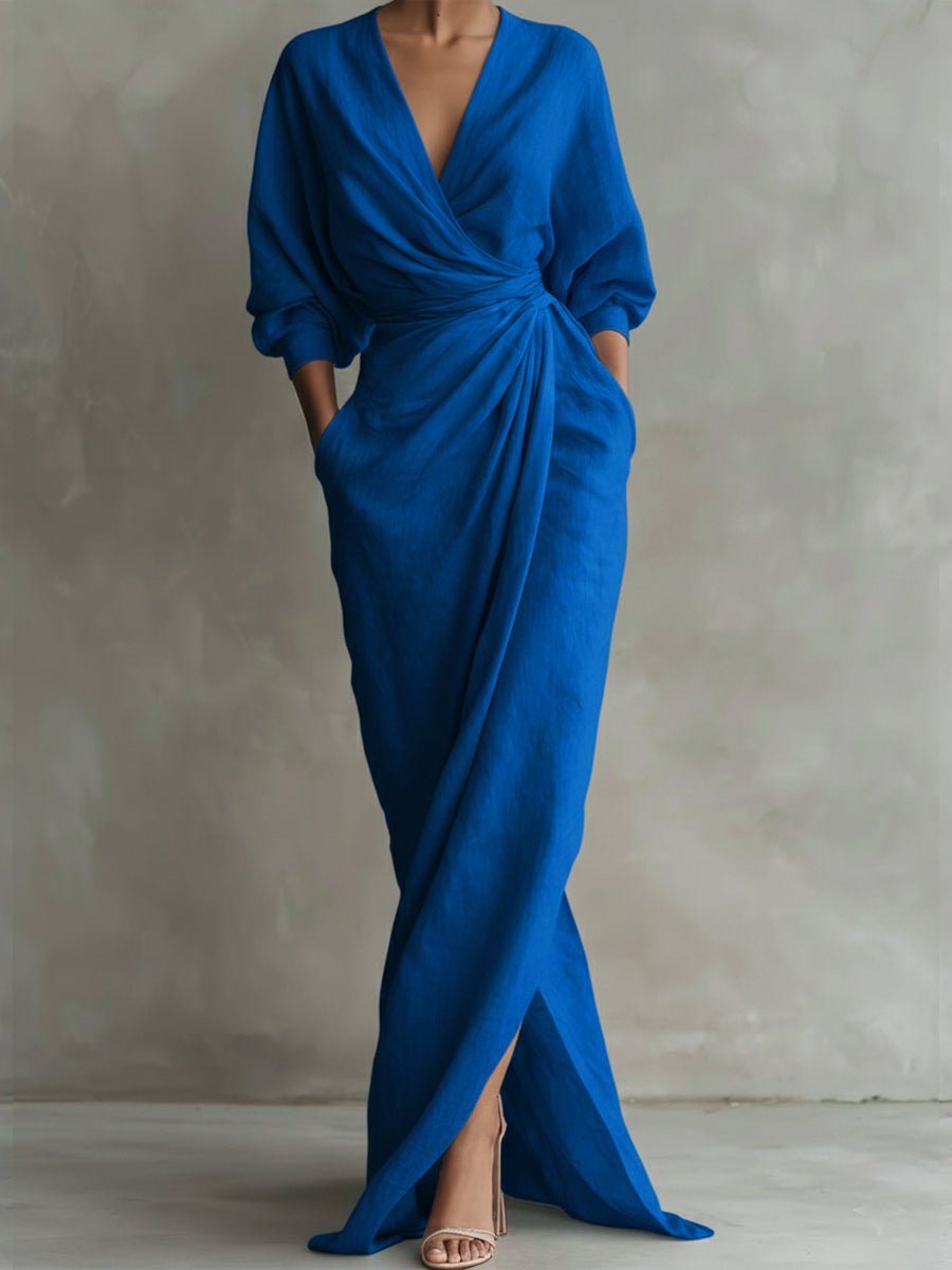 Women's Draped Wrap Maxi Dress