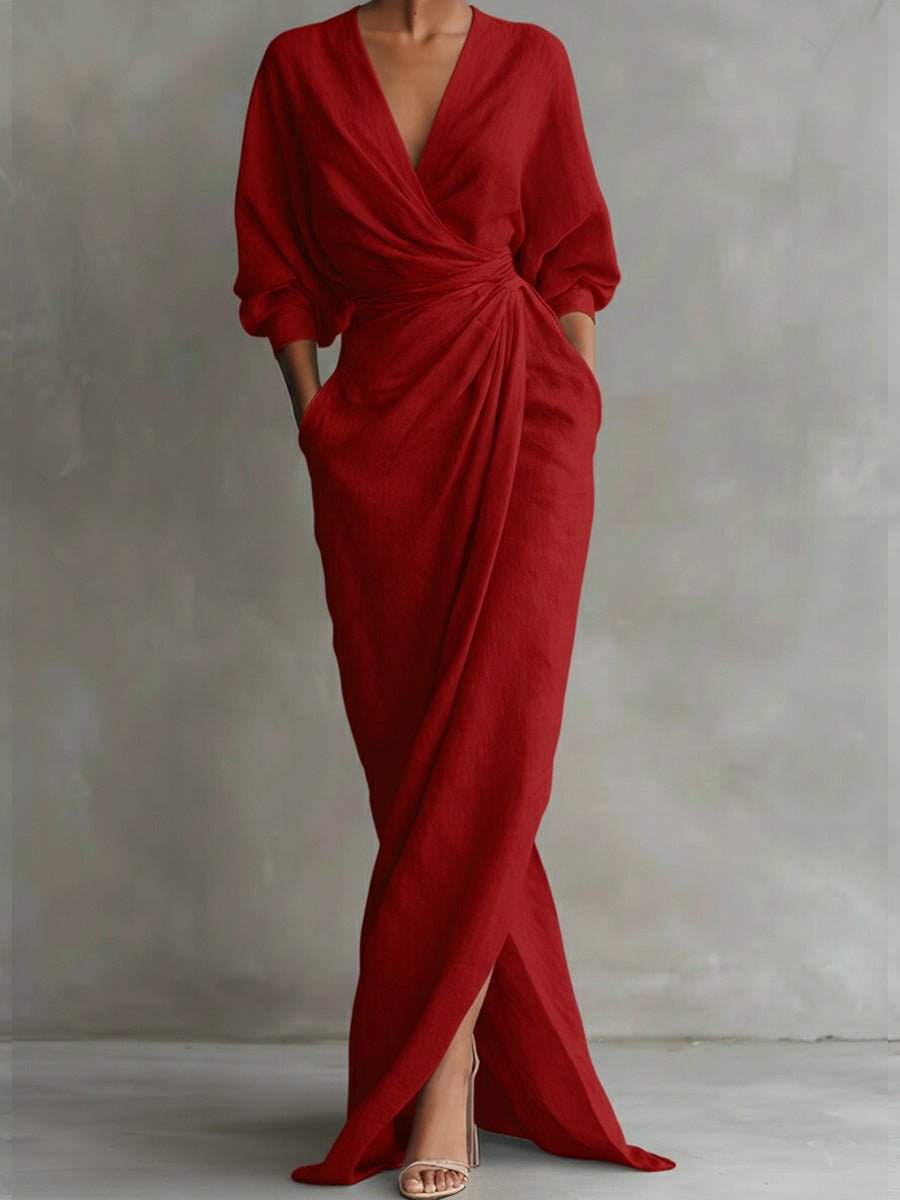 Women's Draped Wrap Maxi Dress