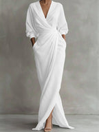 Women's Draped Wrap Maxi Dress
