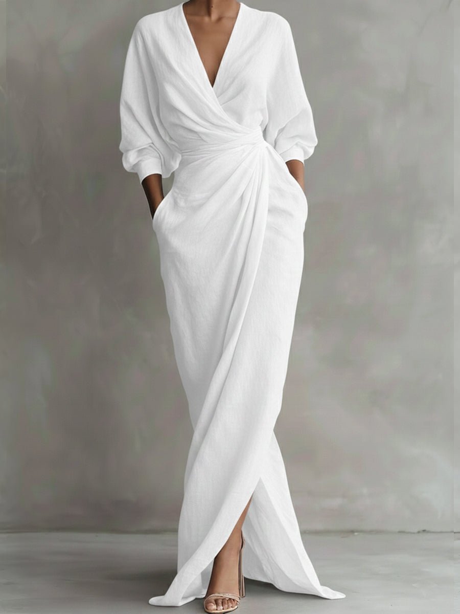 Women's Draped Wrap Maxi Dress