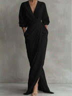 Women's Draped Wrap Maxi Dress