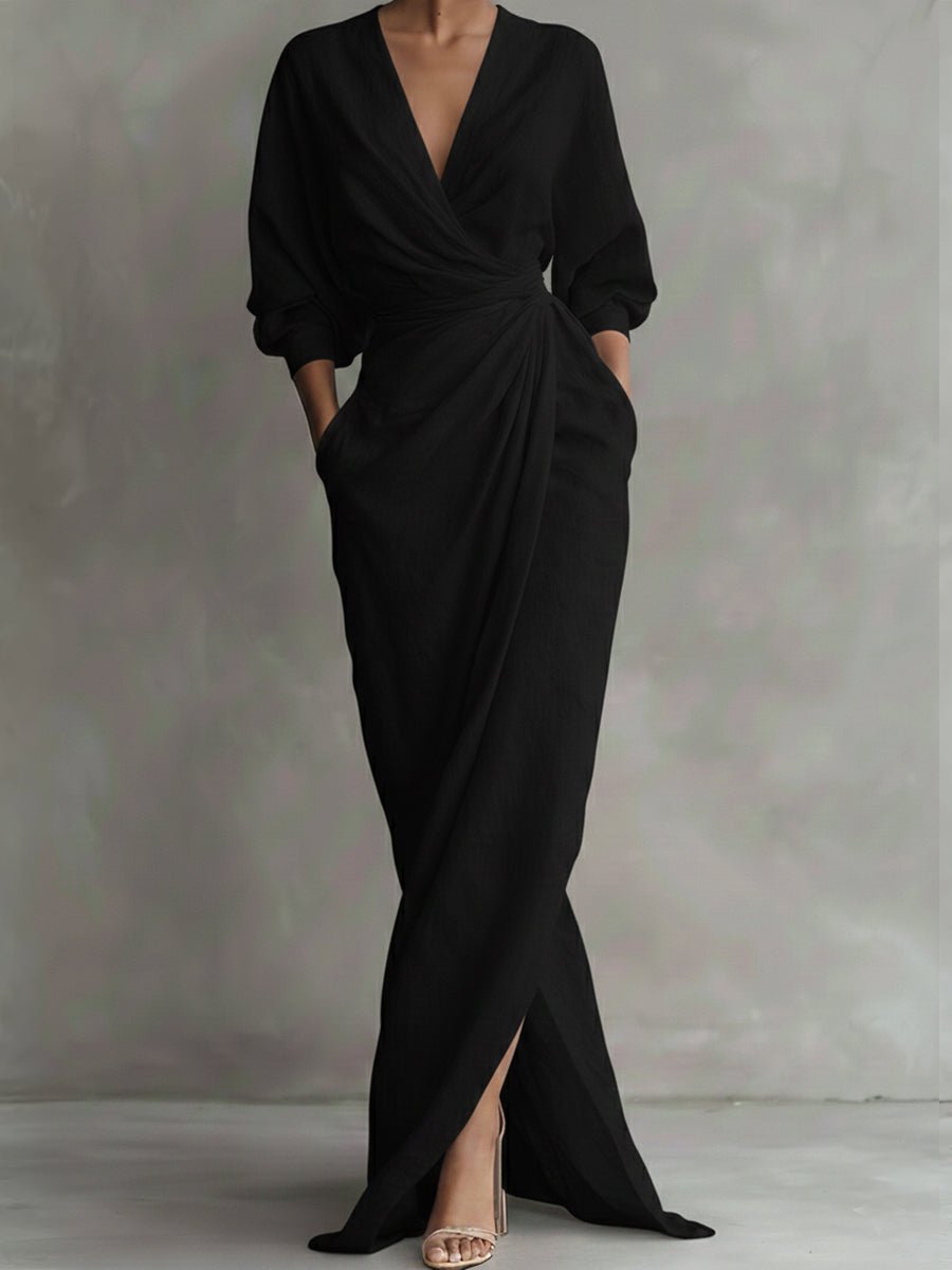 Women's Draped Wrap Maxi Dress