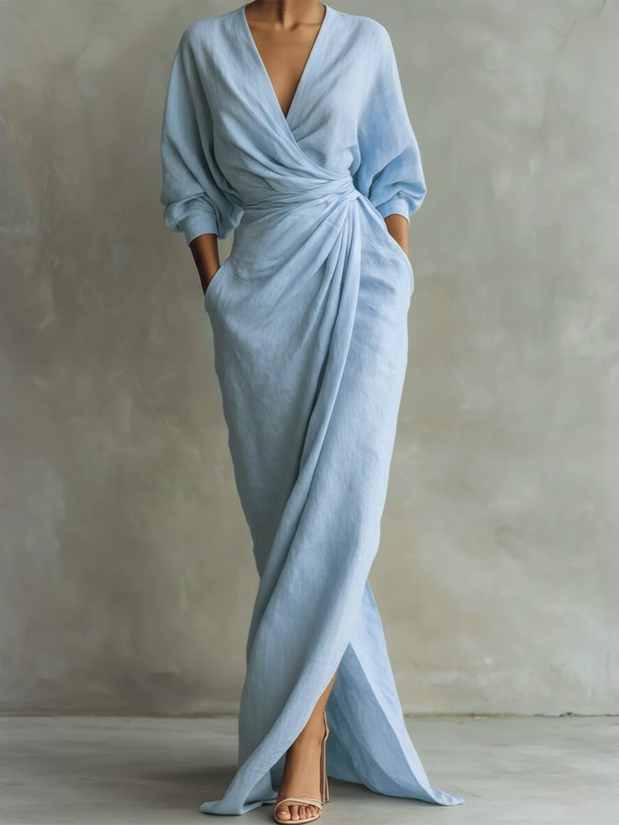 Women's Draped Wrap Maxi Dress