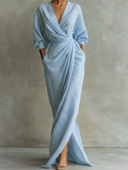 Women's Draped Wrap Maxi Dress