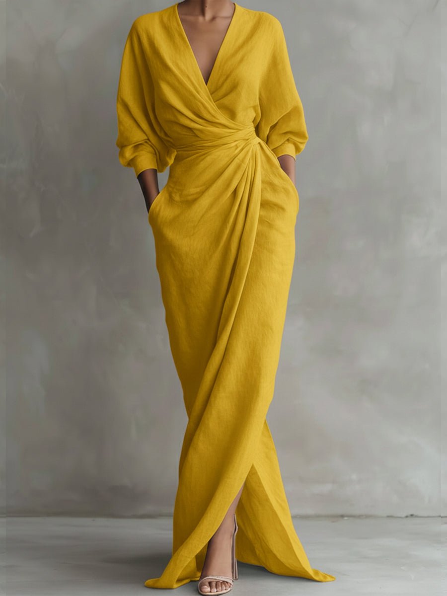 Women's Draped Wrap Maxi Dress