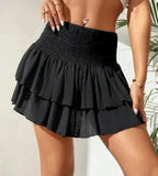 Women's Tiered Printed Ruffle Mini Skirt