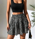 Women's Tiered Printed Ruffle Mini Skirt